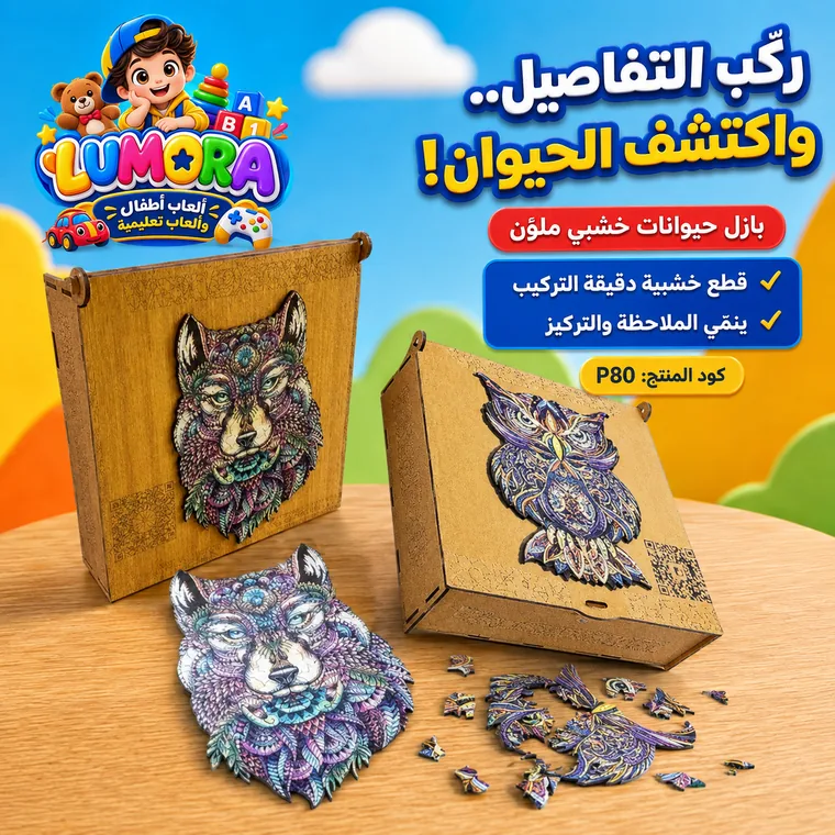 بازل خشبي فني للحيوانات
