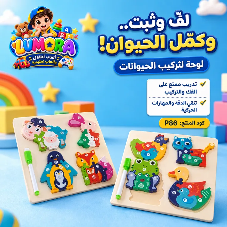 بازل الحيوانات بالمقابض