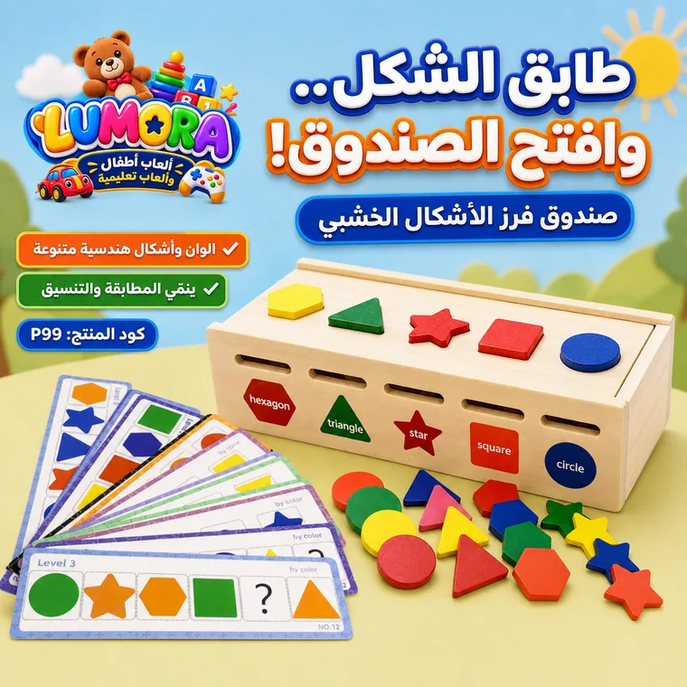 صندوق فرز الأشكال الخشبي